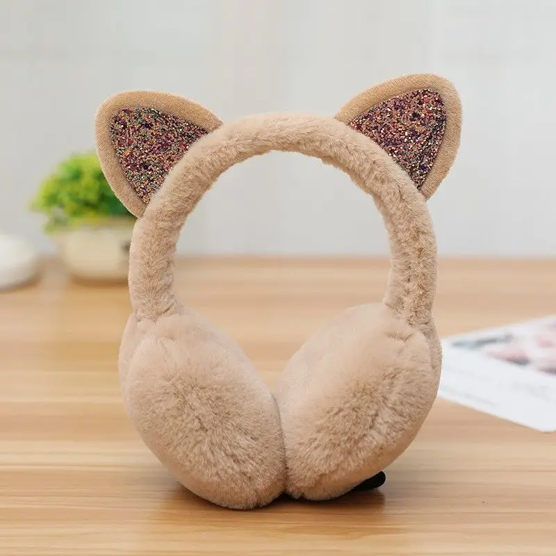 

1PC Fashion Women Sequin Headband Winter Girl Newest Ear Earlap Ear Warmer Cat Muffs Fur Earmuffs Earmuffs Glitter