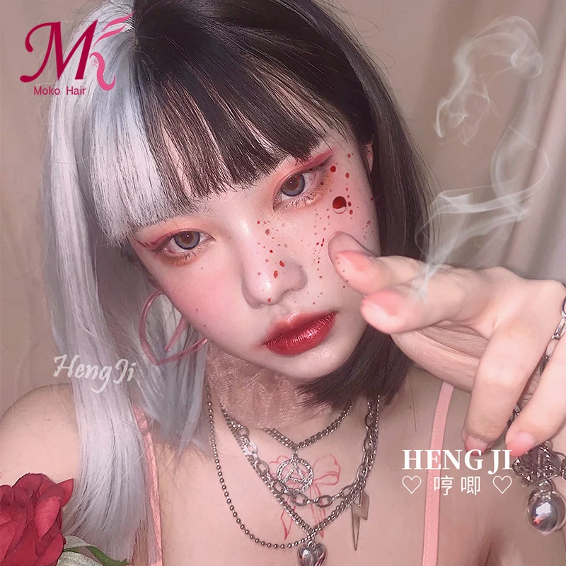 

MokoGoddess Wig Short Lolita Wigs Straight Woman Hair Cute Cosplay Wig Harajuku Japanese Halloween Heat Resistant Synthetic Hair