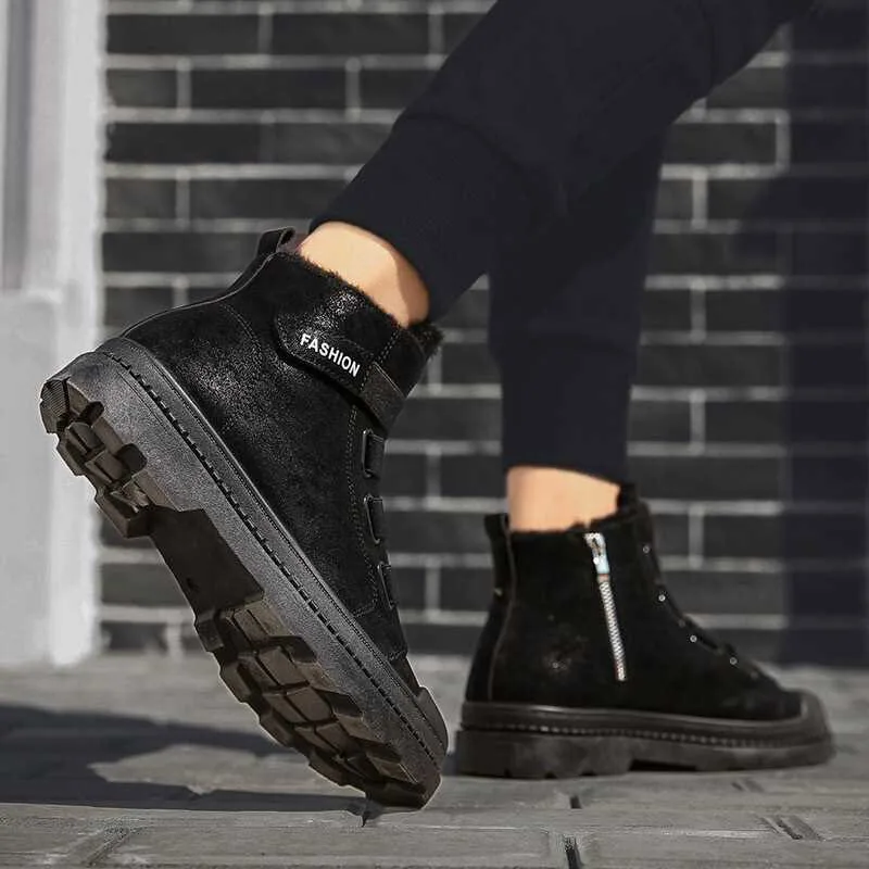 Мужские кроссовки теплые плюшевые зимние ботинки 2019 модный обруч и петля