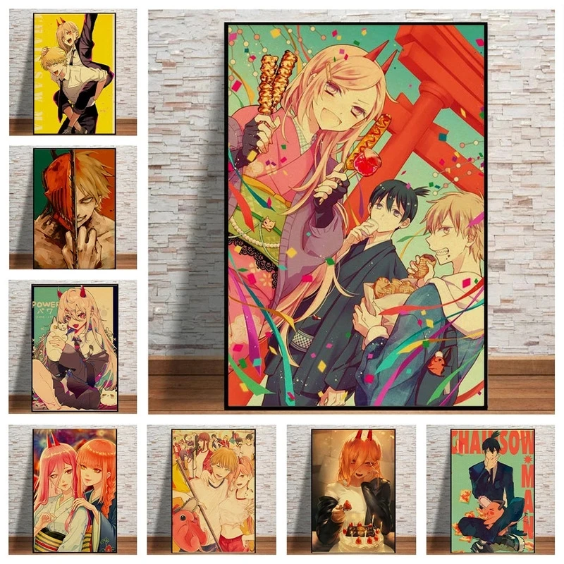 

Anime Posters Chainsaw Man Retro Canvas Painting Poster Prints Modern Home Decor High Quality Wall Art Living Room Decoration