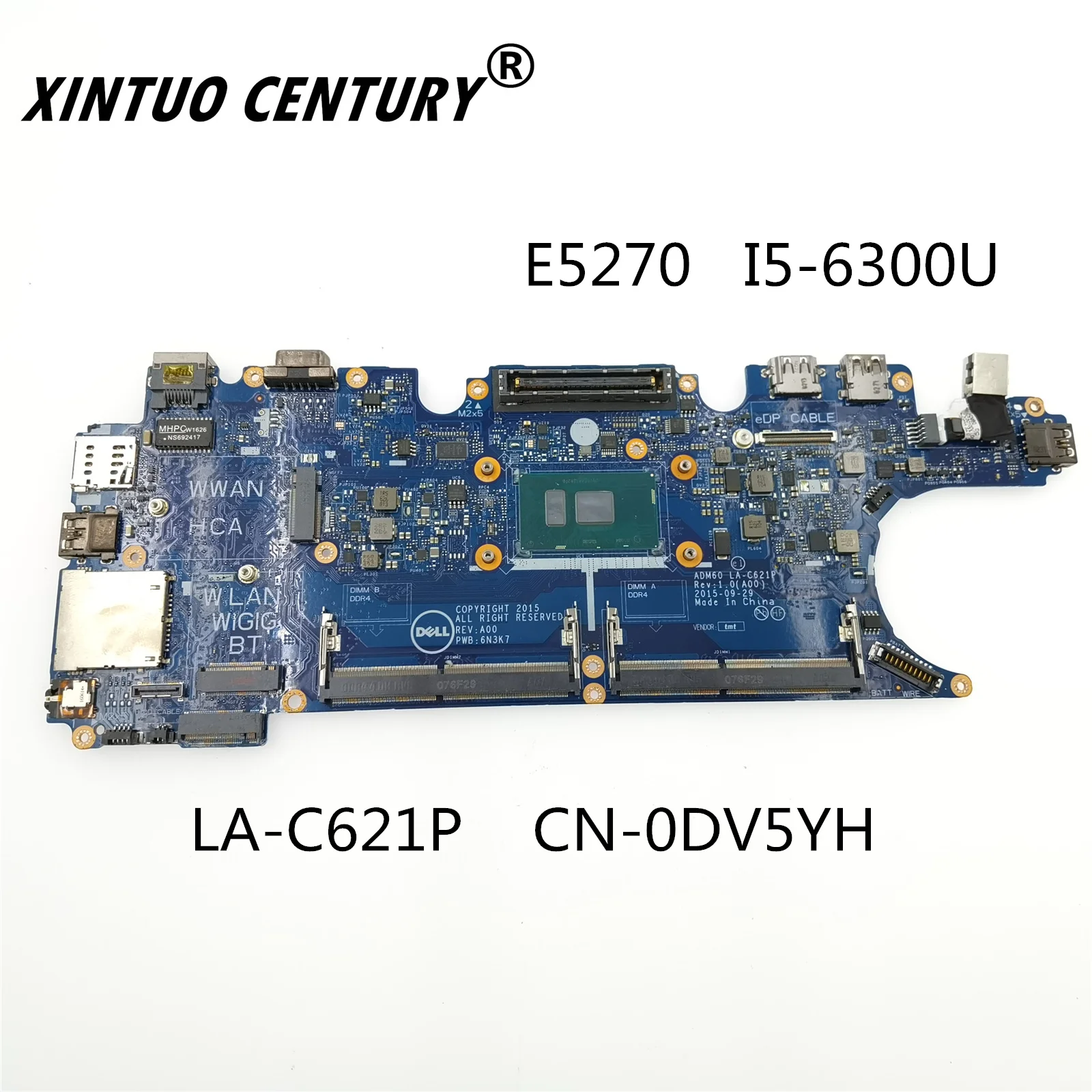 

CN-0DV5YH 0DV5YH DV5YH LA-C621P для DELL E5270 материнская плата портативного компьютера с SR2F0 i5-6300u DDR4 ADM60 100% тестирование Быстрая доставка