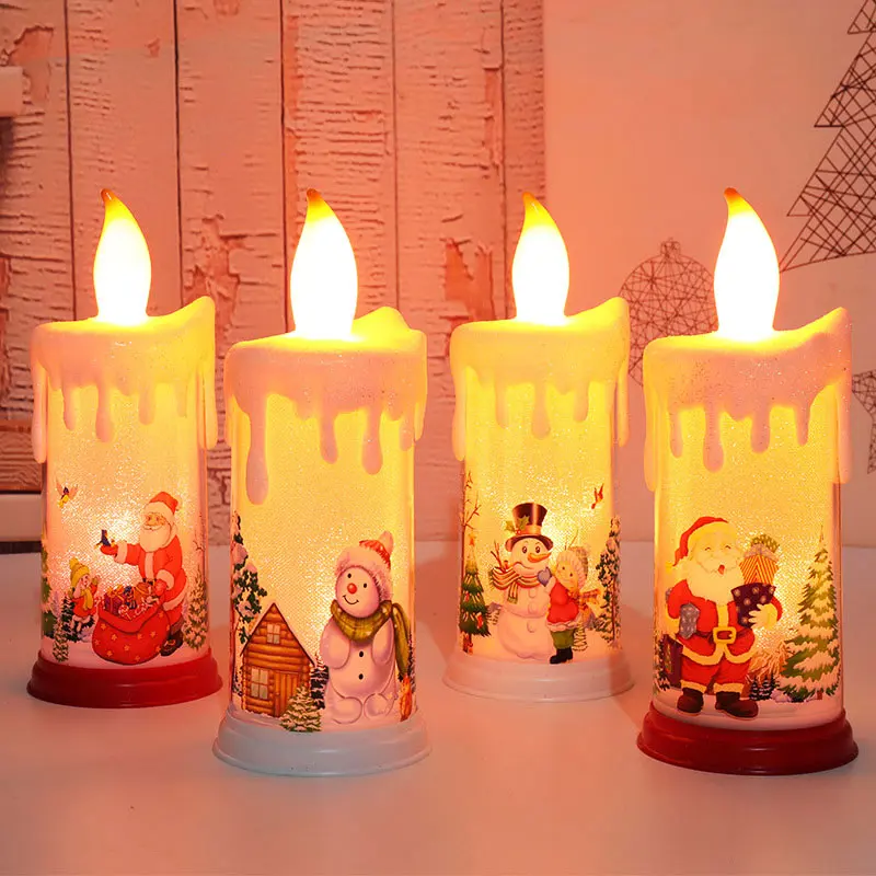 

Рождественская лампа в виде пламени в виде свечи, Санта-Клаус, Рождественское украшение для дома, рождественские украшения, подарок на Новы...