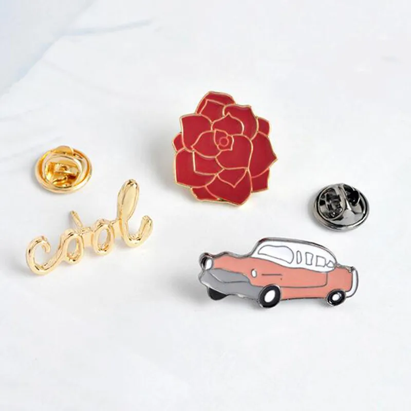 Модные креативные буквы крутой красный автомобиль цветок значки булавки рубашка