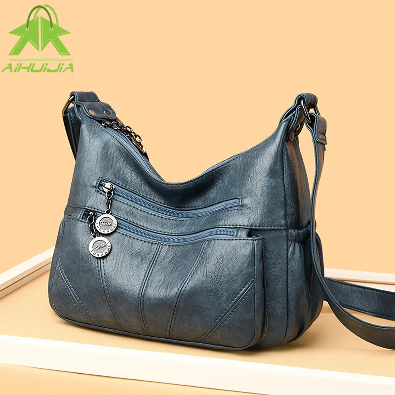 

Модные вместительные женские сумки на плечо, новинка 2021, Высококачественная однотонная сумка из искусственной кожи, дизайнерская женская с...