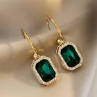 Новые Модные Элегантные темпераментные серьги с зеленым кристаллом циркония, классические квадратные серьги геометрической формы для женщин, бижутерия для вечеринки, подарки