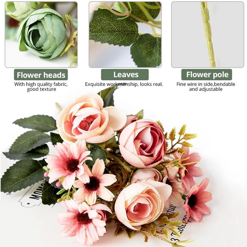 Букет искусственных цветов Шелковая Роза пиона свадебное украшение цветы из - Фото №1