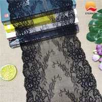 19 5cm black elastic wide swiss lace fabric on the grid diy sewing hometextile needlework costuras accessories for dress e1280