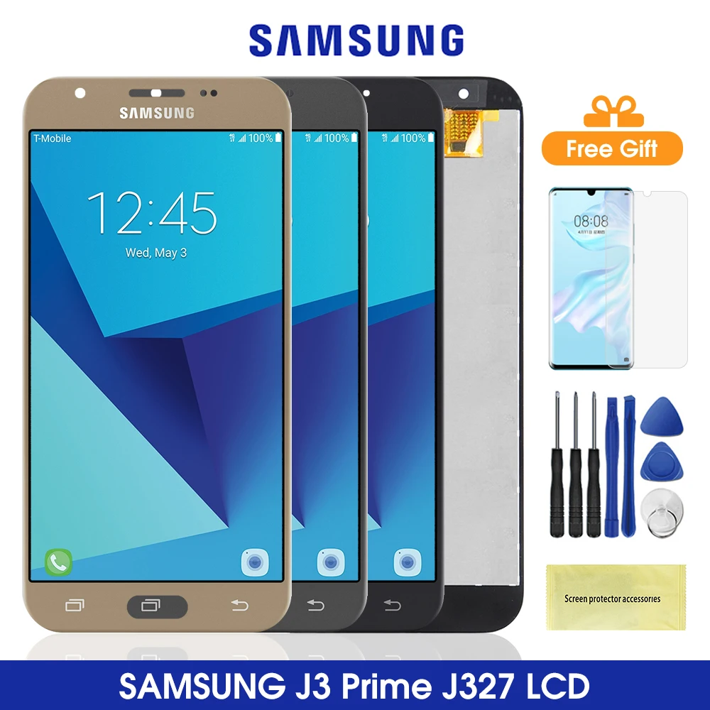 J327 ЖК дисплей для SAMSUNG Galaxy J3 Prime с сенсорным экраном замены Samsung J327P J327T J327V