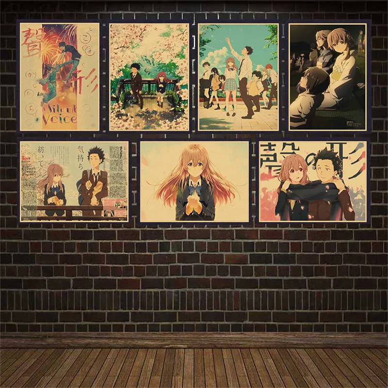 

A Silent Voice Japan Cartoon Kraft Paper Movie Poster Art Wall Picture Painting Wallpaper For Living Room Bedroom Decor