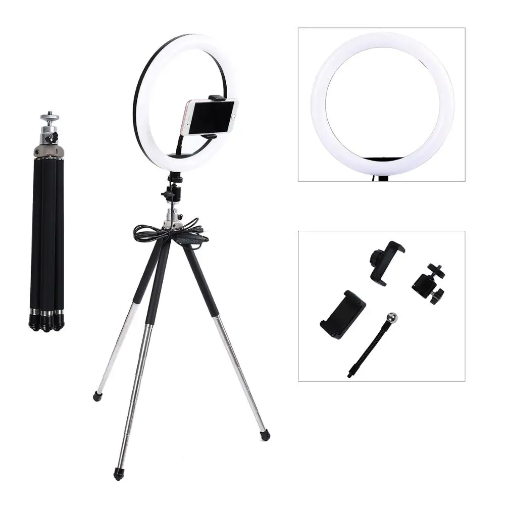 Светодиодный кольцевой светильник для фотосъемки лампа 26 см с регулируемой