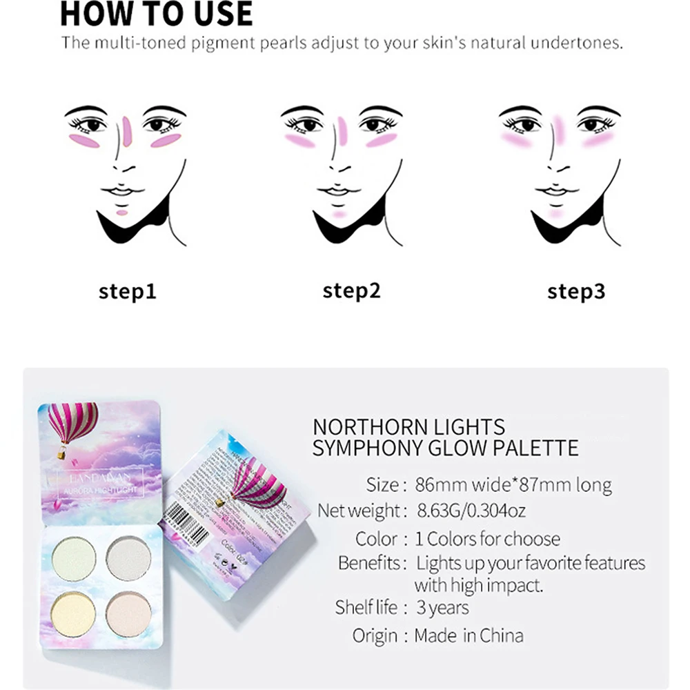 Бренд макияж яркий светильник тени для век Палитра 4 Цвета бальзам цвета нюд