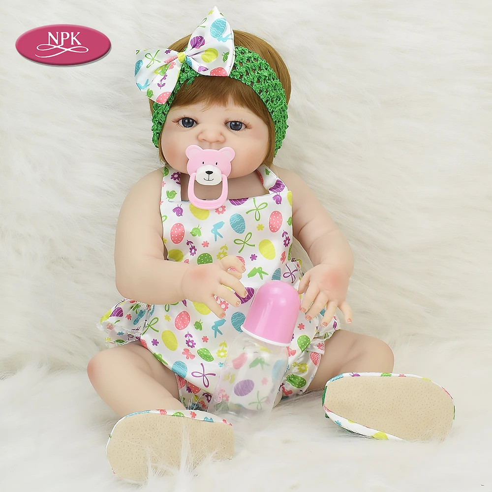 55 см полный Силиконовый Boneca Reborn Bebes Реалистичная принцесса девочка Модная Кукла