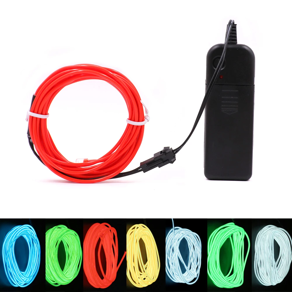 Горячая Распродажа светодиодный EL Wire 1 м 3 5 в AA батарейный привод гибкий неоновый