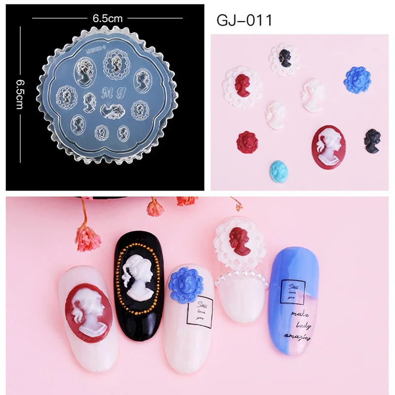 GJ011 Силиконовые шаблоны DIY 3D украшения для ногтей горный хрусталь 3D дизайн ногтей силиконовая форма листья цветок ромашка шаблон для ногтей форма - Цвет: GJ011