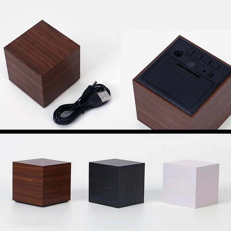 USB типа AA или AAA Часы светодиодный Деревянный Будильник Настольные голос