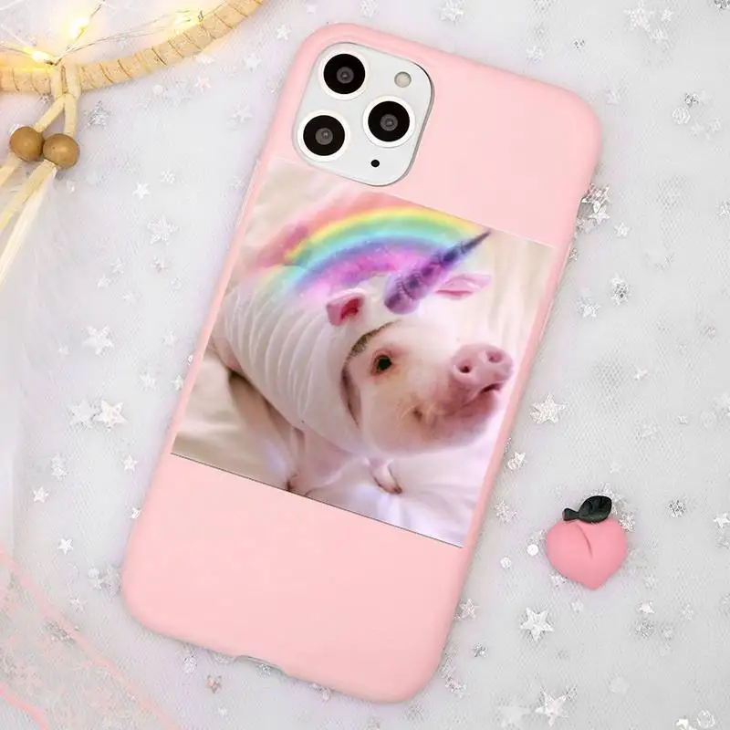 

Cute Little Pink Pet Pig Phone Case Candy Color Pink for iPhone 11 pro XS MAX 8 7 6 6S Plus X 5S SE 2020 XR