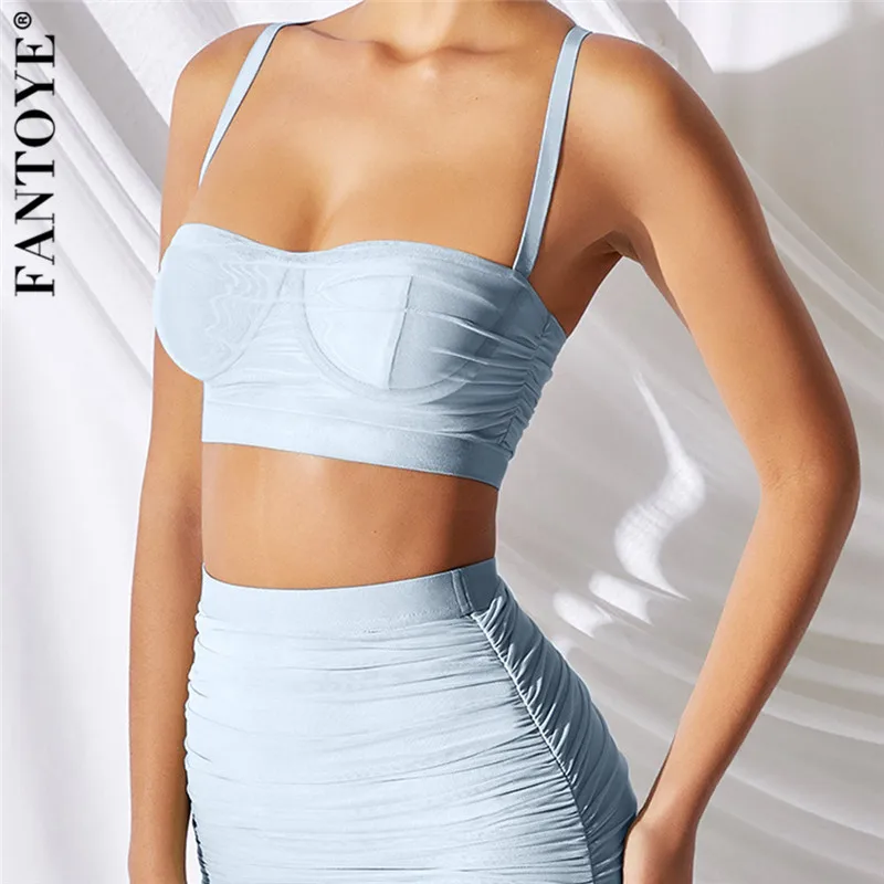 Женский двухслойный комплект FANTOYE однотонный обтягивающий из двух предметов