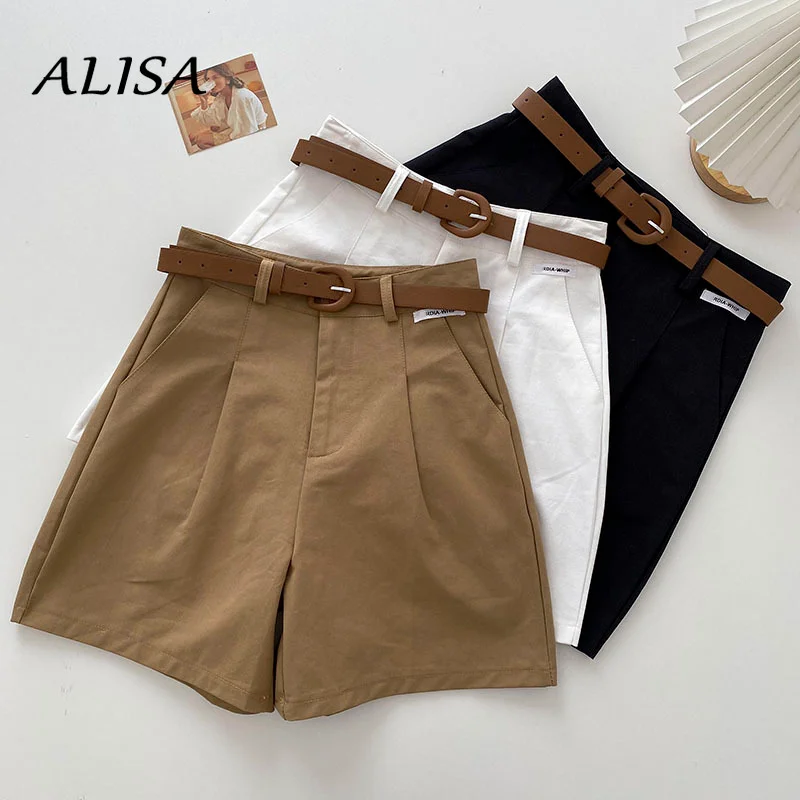 

Summer Women Fashion Harajuku Shorts Casual Solid Baggy Straight Leg Pants Korean High Waist Wied-leg Cropped Trousers
