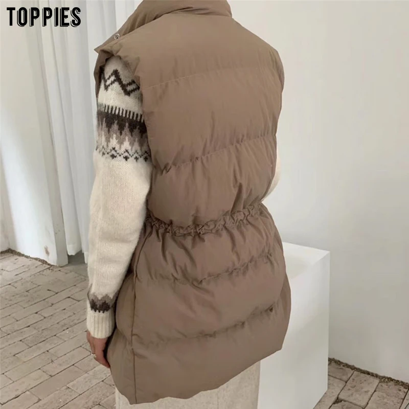 Зимний жилет Toppies Женская куртка без рукавов Толстая теплая парка пуховик с