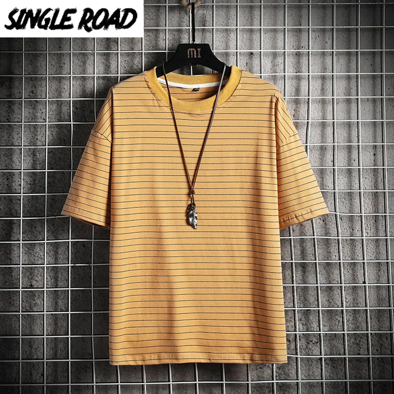SingleRoad Мужская футболка для мужчин 2020 летняя полосатая большого размера в стиле