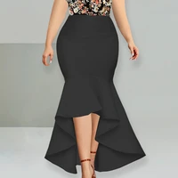 plus size skirts women high waist irregular package hip long ruffles skirt for ladies evening birthday party event occasion 2022