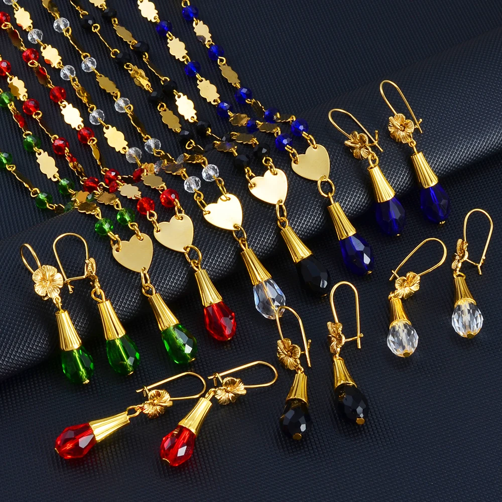 Набор украшений Anniyo из Гавайского Креста подвеска ожерелья серьги цветные