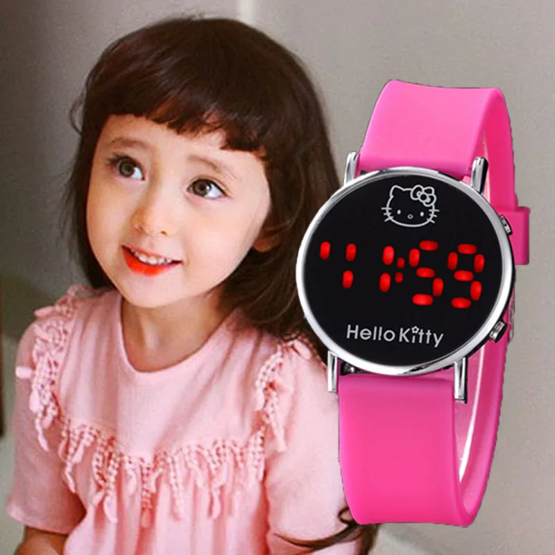 Детские часы для девочек Hello Kitty светодиодные детские водонепроницаемые цифровые
