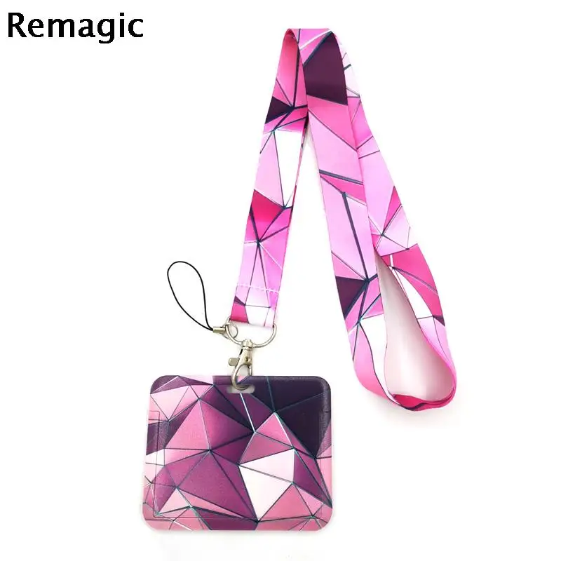 

Pink Lattice Pattern Key lanyard Car KeyChain ID Card Pass Gym Mobile Phone Badge Kids Key Ring Holder Jewelry Decorations