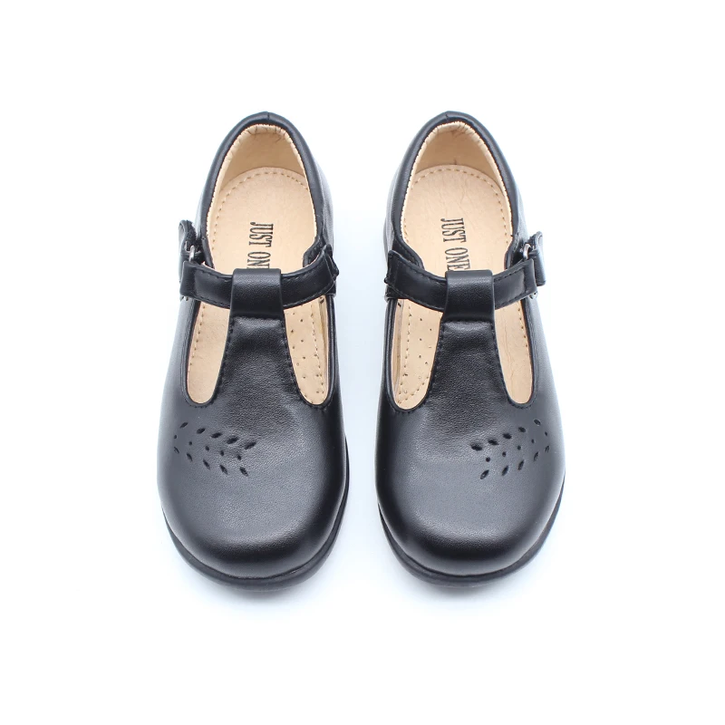 Черные школьные туфли-лодочки для девочек Нарядная обувь на плоской подошве