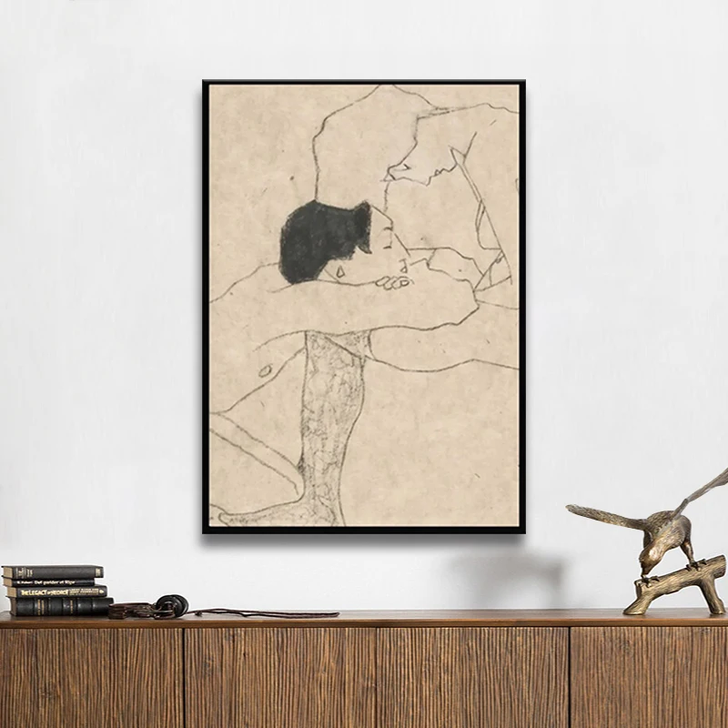 

Egon Schiele "Lovers" canvas prints Home Decor Large Wall Pictures For Living Room Posters HD Canvas Paintings