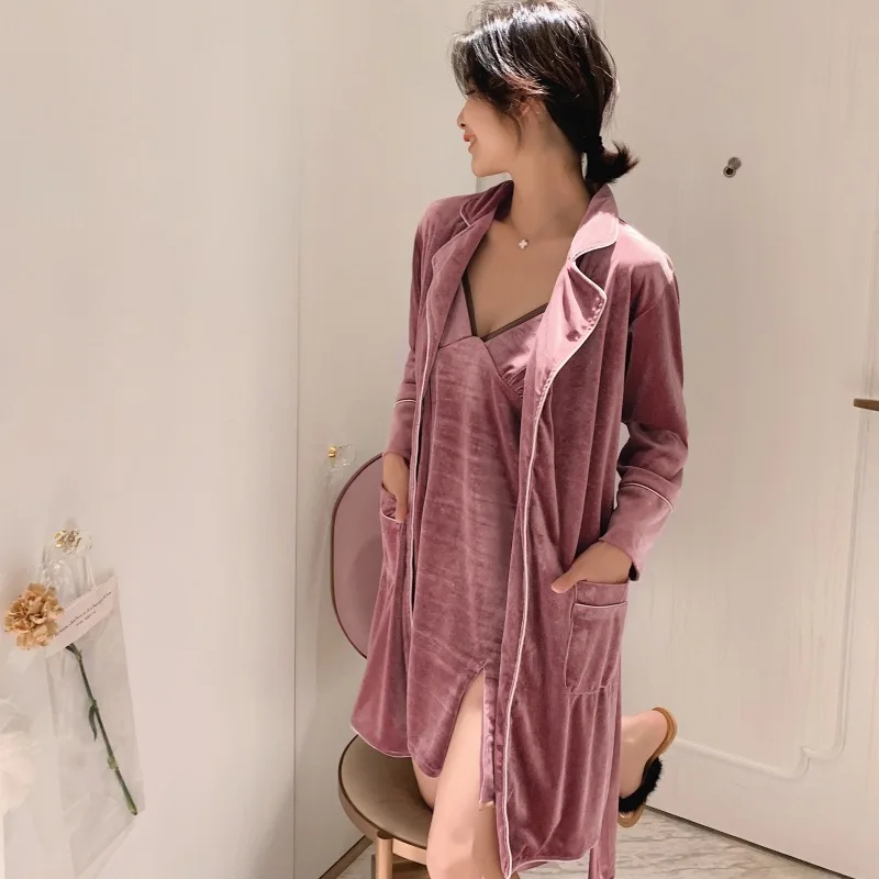 Зимние Бархатные комплекты одежды и платья MECHCITIZ 2019 для женщин пижама с V образным