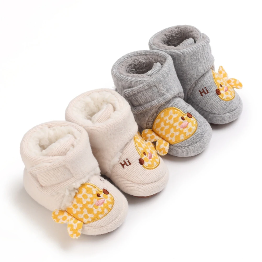 

Winter Baby Boy Girl Snow Boots Warm Shoes Soft Anti-slip Sole Cartoon Pattern Prewalker Newborn Fleece Lined Boots 0-18M