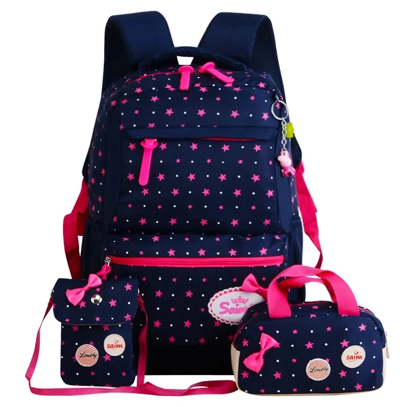 Детские школьные ранцы, рюкзак с принтом для девочек-подростков, школьные рюкзаки 3 шт./компл., Mochila, детский дорожный рюкзак, милая сумка чере...