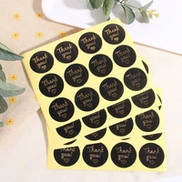 120pcs round sticker black gold love heart thank you self adhesive stickers diy gifts posted baking decoration package label