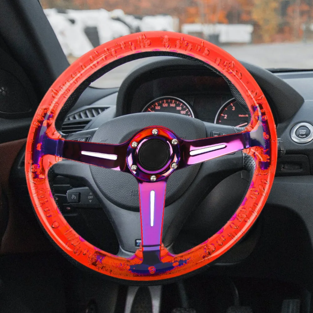 

1pc Delicate Racing Steering Wheel Red Paint Steering Wheel Car Modified Supply