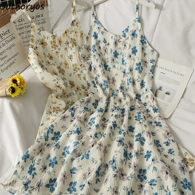 

Sleeveless Dress Women High Waist Floral Vintage Sweet Cute Summer Backless Long Dresses Mujer Streetwear Elegant Fashion Casual