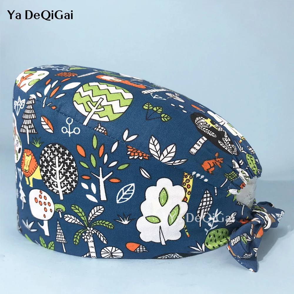 

Multicolor Breathable Male and female Surgical hats Fashion CartoonPrinting Beauty Salon Nursing Caps Pure Cotton doctor hats