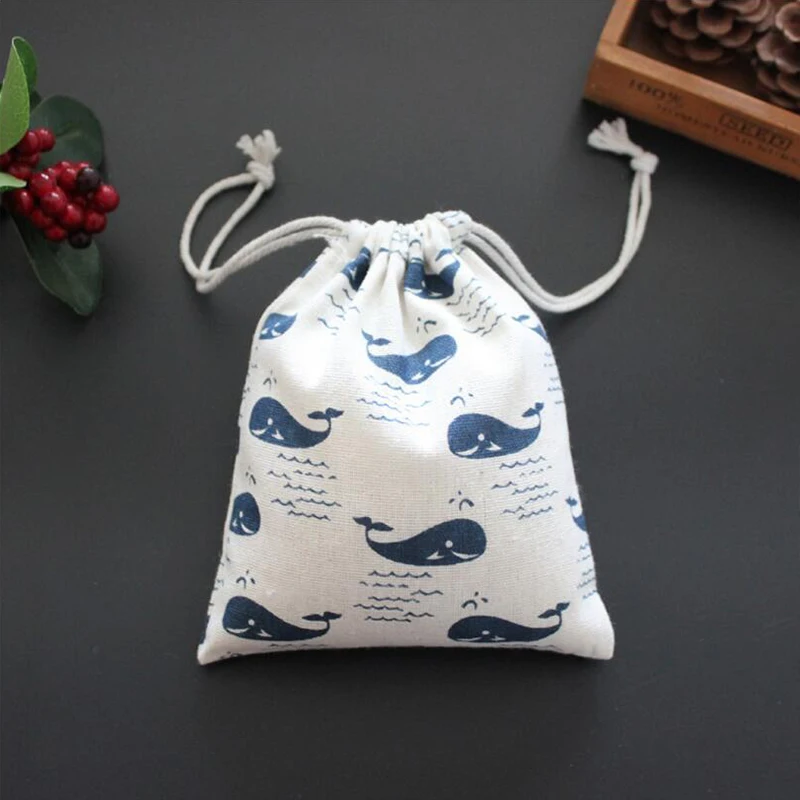 1Pcs Printed Cotton And Linen Drawstring Storage Bags For Underwear Shoes Travel Clothes Sundries Organizer 3 Size - купить по