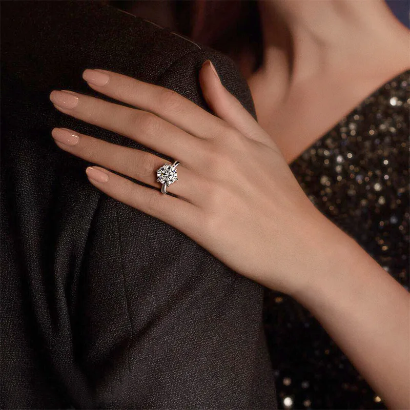 Огромные Роскошные обручальные кольца из настоящего белого золота с муассанитом