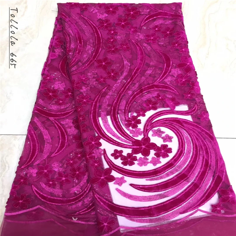 Teal Nigeria Latest Design Velvet Lace Fabric 5 Yards/pcs High Quality African With Color Sequins For Party Dress | Дом и сад