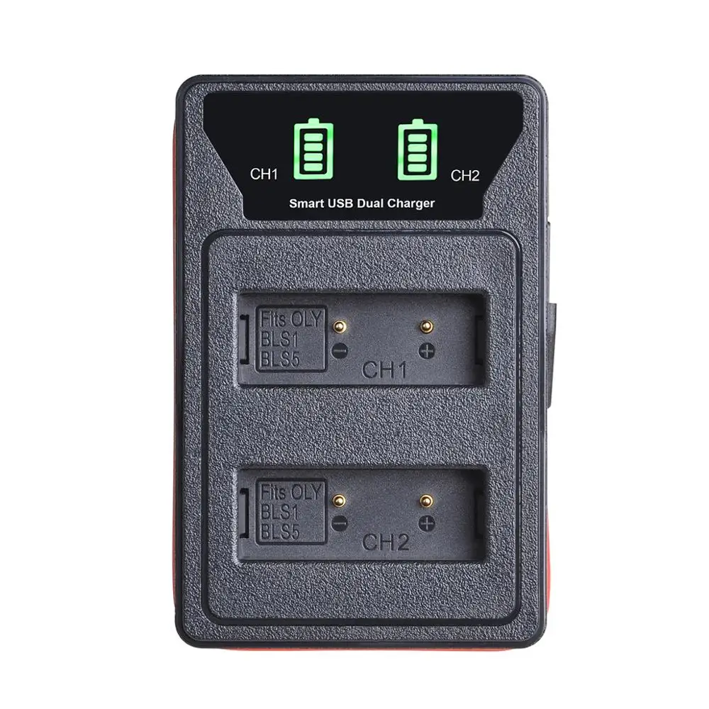 PS BLS5 BLS50 Батарея Зарядное устройство с USB и Тип C Порты разъёмы для Olympus PEN BLS 50 E PL2 PL5