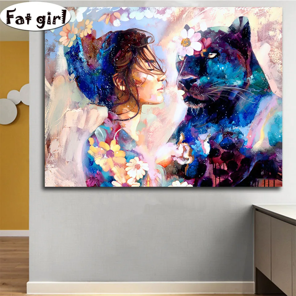 Абстрактный плакат с рисунком 5D алмазная живопись красота кугаром животные