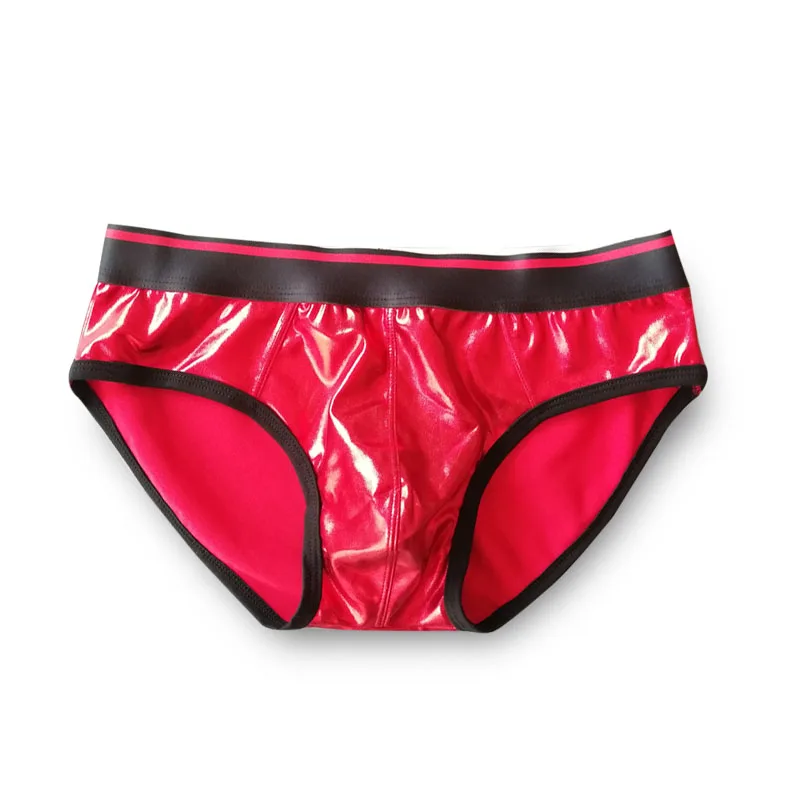 Sexy Men's Underwear Faux Leather Briefs Jockstrap Stretch Sissy Pouch Panties Underwear Mini Briefs Male Fashion Comforty