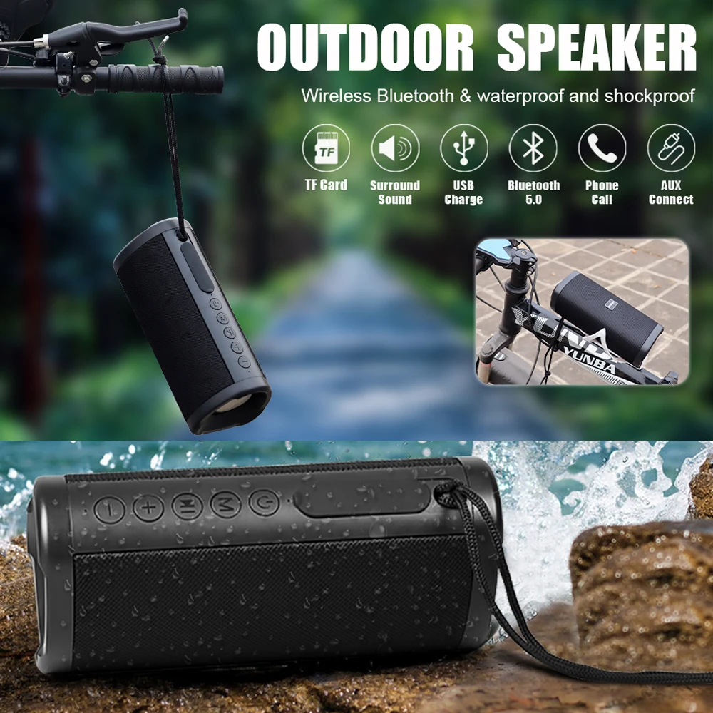 TWS Wireless Bluetooth 5.0 Speaker 20W 2500mAh Waterproof Portable Subwoofer 3D Surround Loudspeaker Sound Box TF Card