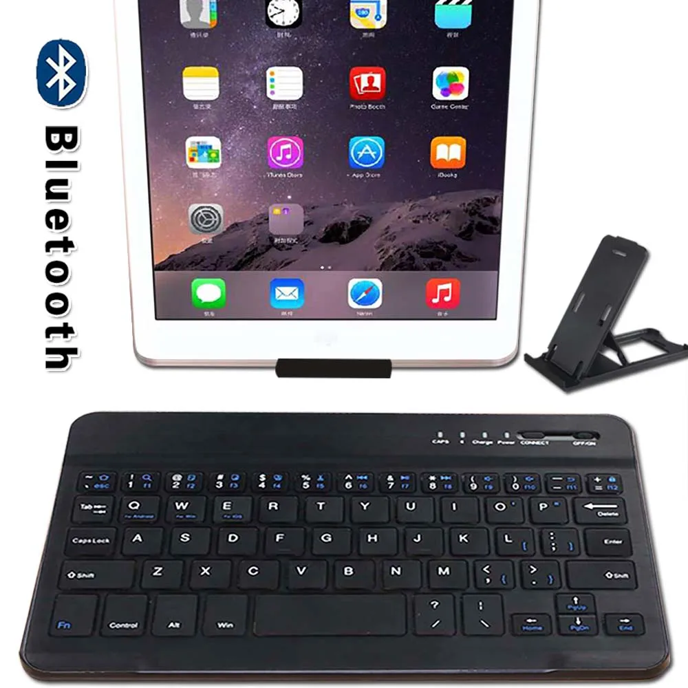 Тихая тонкая беспроводная клавиатура Bluetooth для Apple Ipad Mini 1 2 3 4 5 Аккумуляторная +