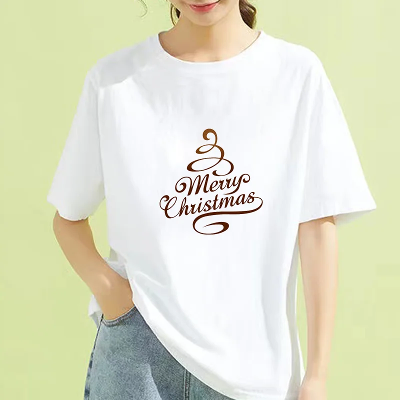 

Summer New Funny Christmas Theme T-shirt Printed Chic Top Women's Fashion Tees Harajuku O-Neck Casual Retro Short Sleeve