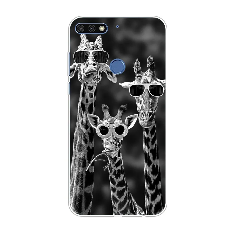 huawei honor 7C Case Silicon Fierce animals Painting Soft TPU Back Cover for pro protect Phone bags cases |