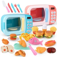 kids simulation kitchen food toys electric cooking microwave oven educational pretend play house toy for boy girls fruit cutting