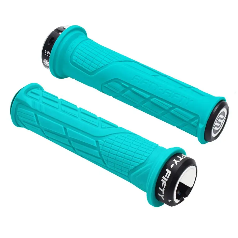 Sky blue FIFTY-FIFTY один замок на горном велосипеде, супер липкий MTB ручки, светильник вес и легкая установка велосипедные ручки - Цвет: Sky blue