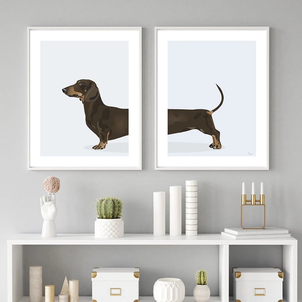 Забавная картина Постер с изображением животных шоколада таксы собаки